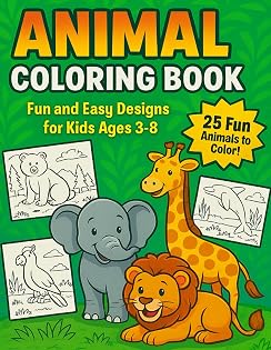 Animal Coloring Book for Kids: 25 Adorable Creatures to Color: Big 8.5 × 11 Pages — Single-Sided to Prevent Bleed-Through (The Coloring Collection) cover